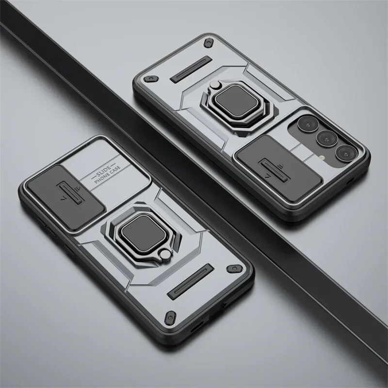 Armor Case For Samsung Galaxy S24 Ultra S23 Plus Protective Cover Slide Lens Camera With Ring Car Holder Shell Coque_voghion.com