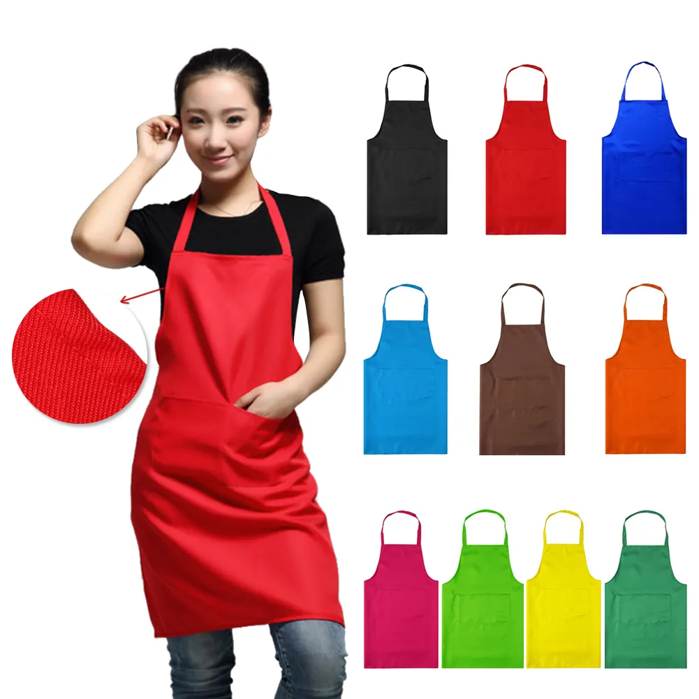 Tablier de cuisine en toile de couleur pure, unisexe, pour femme et homme, pour chef, serveur, café, boutique, barbecue, coiffeur, 10 couleurs_voghion.com