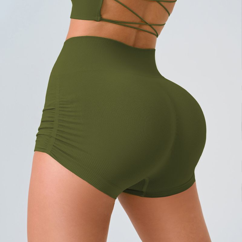 Women's Clothing Women's High Waist Peach Hip Quick Drying Tight Running Fitness Pants Threaded Solid Color Sports Pants_voghion.com