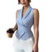 Camicia senza maniche a righe Verve 2025, gilet snellente con cintura in vita, moda donna_voghion.com