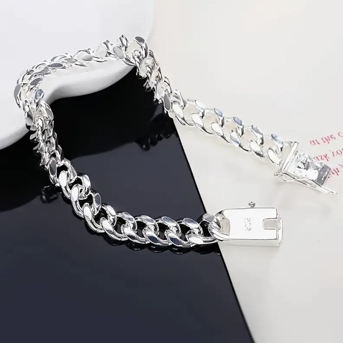 Bracciale cubano con fibbia quadrata da 10 mm, alla moda, con catena laterale da uomo._voghion.com