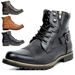 HPIOPL Cross-border 3009 Ritter Metall Doppelreißverschluss Ritterstiefel Herren Lederstiefel Bikerstiefel 48 Übergröße_voghion.com