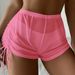 New Multicolor Mesh Swimsuit Women's Lace Up Solid Color Boxer High Waist Beach Bikini Bottoms_voghion.com