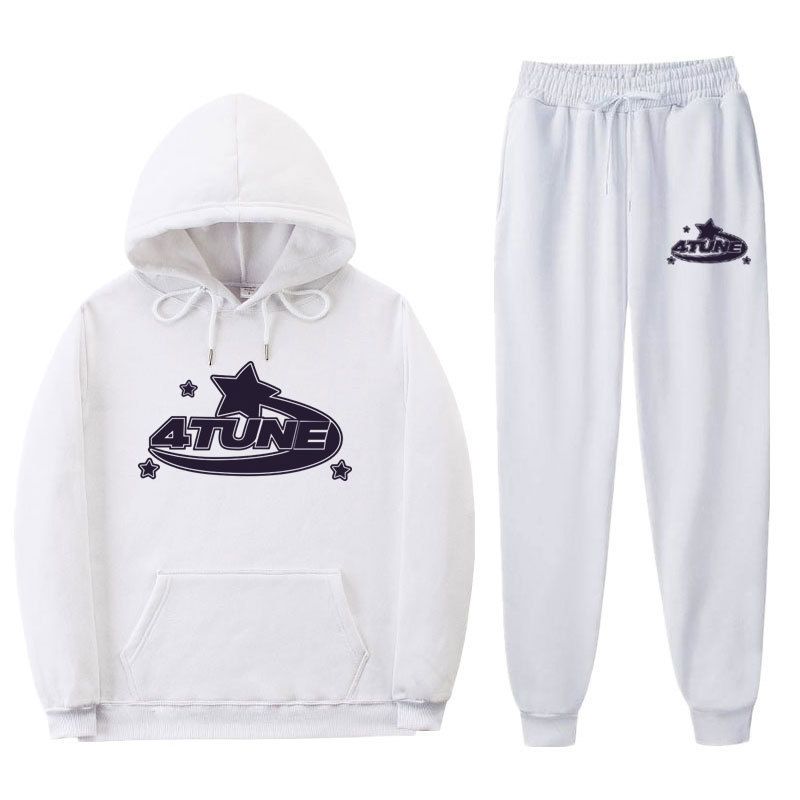 Men's Clothing trendy dark sweater suit for men with threaded bottom hem, loose casual sports two piece suit, hoodie and sweatpants_voghion.com
