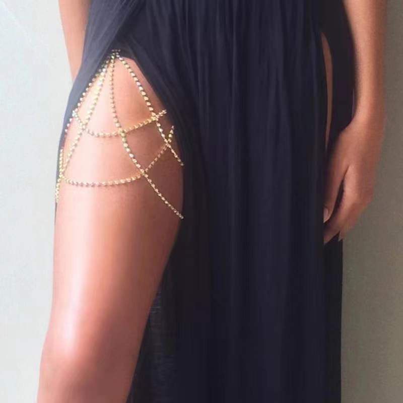 Yeni Su Elmas Çok Katmanlı Moda Sokak Fotoğrafı Seksi ve Kişiselleştirilmiş Gece Kulübü Tarzı Bacak Vücut Zinciri_voghion.com