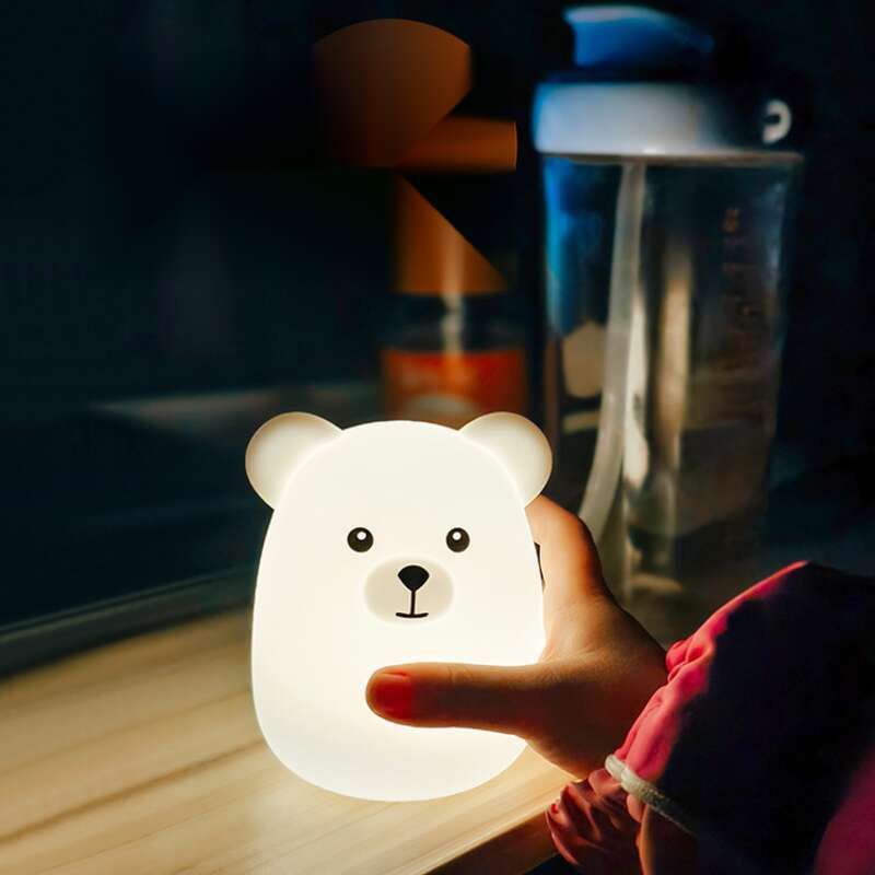 Orsetto che accarezza il silicone per la notte, per bambini, creativo, camera da letto, testata del letto, sonno, simpatico cartone animato, atmosfera calda, luce_voghion.com