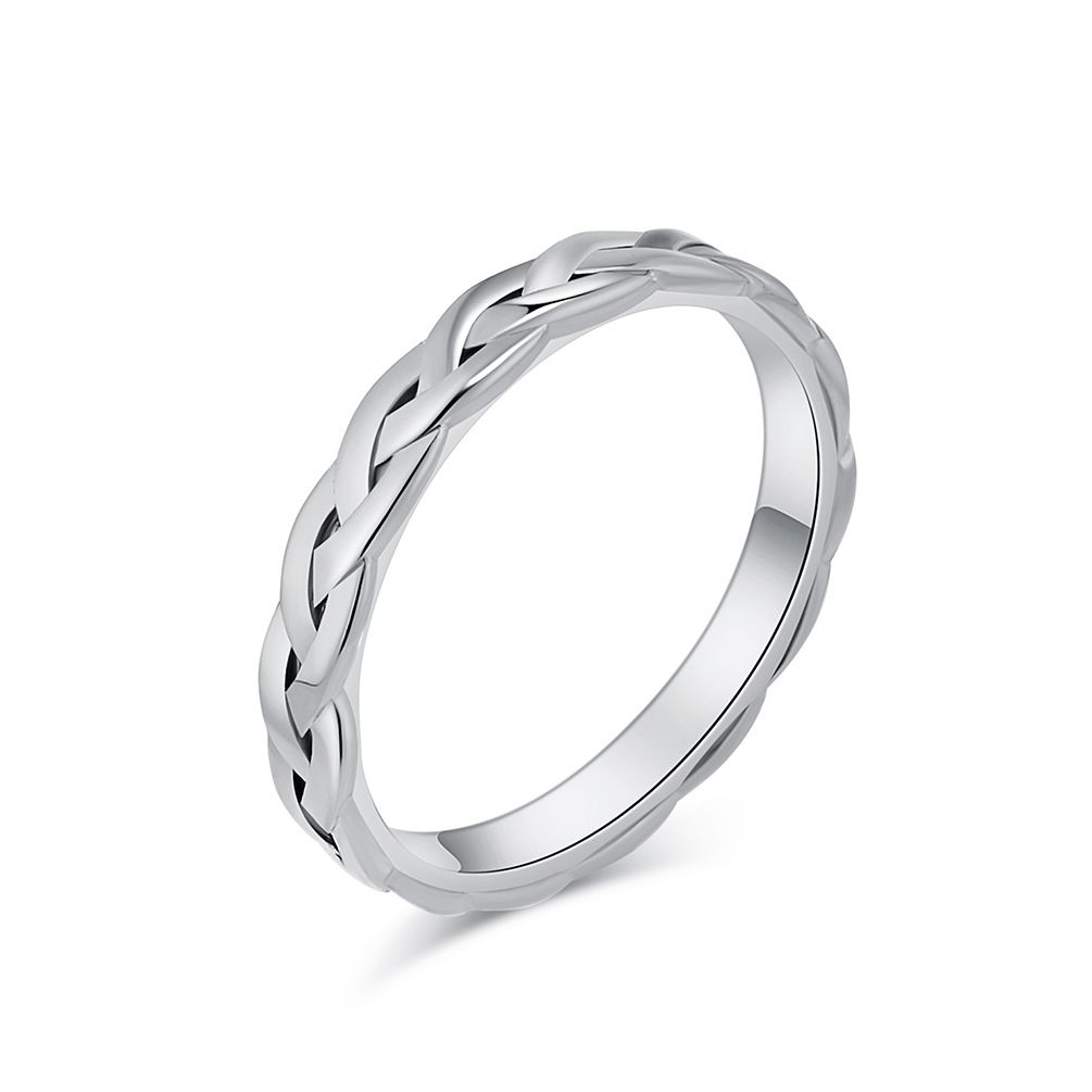 Simple style braided chain titanium steel ring ring fashionable light luxury commuter wear wedding engagement female ring_voghion.com