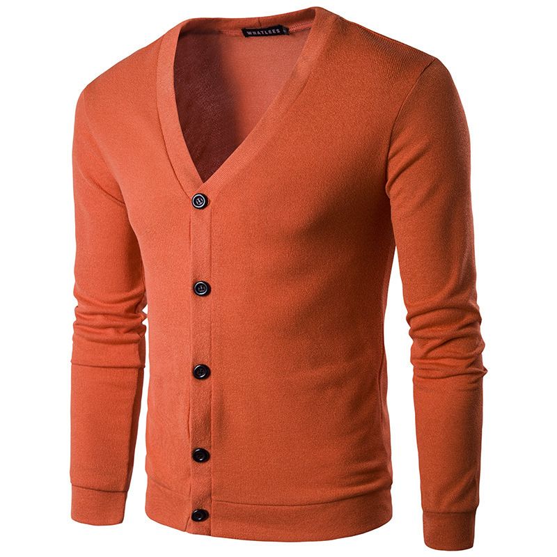 Herrenbekleidung Frühling und Herbst Slim Fit Langarm Einfarbig Herren Strickpullover Mode V-Ausschnitt Dünne Strickjacke Herren_voghion.com