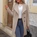 Elegant Women's Wool Blend Coat With Notched Collar & Belted Waist - Autumn Winter Fashion Outerwear In Khaki & Burgundy_voghion.com