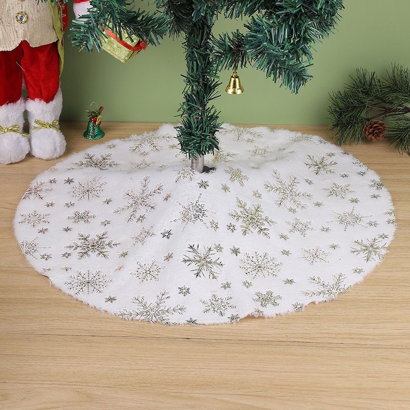 Snowflake Feather 30cm 60cm 90cm Plush Christmas White Tree Skirt Decoration_voghion.com