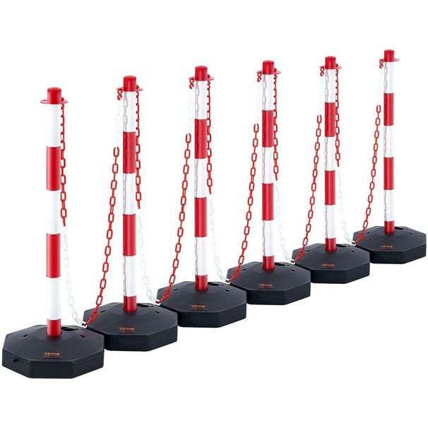 Adjustable Traffic Delineator Post Cones, 6 Pack, Traffic Safety Delineator Barrier With Fillable Base 6.6FT Chain, For Traffic Control Warning Par_voghion.com