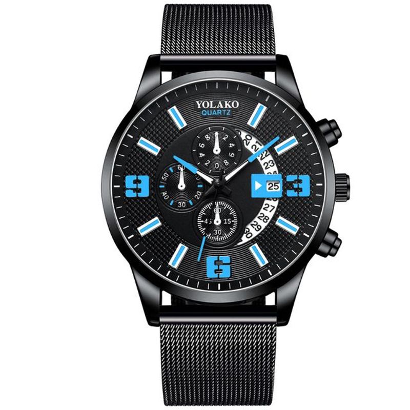 Watches Mens Fashion Calendar Watch Men Business Stainless Steel Mesh Belt Quartz Wrist Watch Male Clock Relogio Masculino_voghion.com