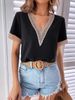 Γυναικείο πουκάμισο με κοντό μανίκι με λαιμόκοψη V Loose Top Temperament Commuter_voghion.com