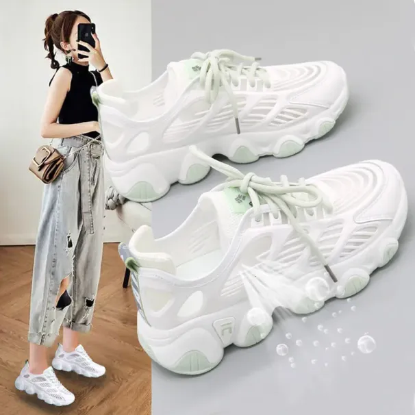 Dad Women S Spring Summer New Mesh Thin Hollow Breathable Sports And Casual Versatile Little White Shoes Ddmysaturn_voghion.com