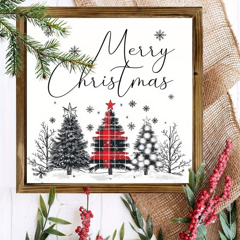 20x20 cm rustik träskylt med texten "God Jul" - julgransdekoration för vardagsrum/sovrum, lätt och polerad, juldekoration_voghion.com