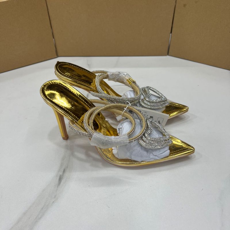 Women's Shoes original single love women's high heels diamond strap transparent pointed toe women's shoes_voghion.com