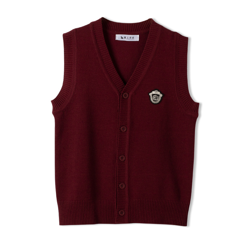 Gilet cardigan per bambini autunno e inverno Pendolare in cotone con gilet lavorato a maglia per bambini in uniforme scolastica inglese_voghion.com