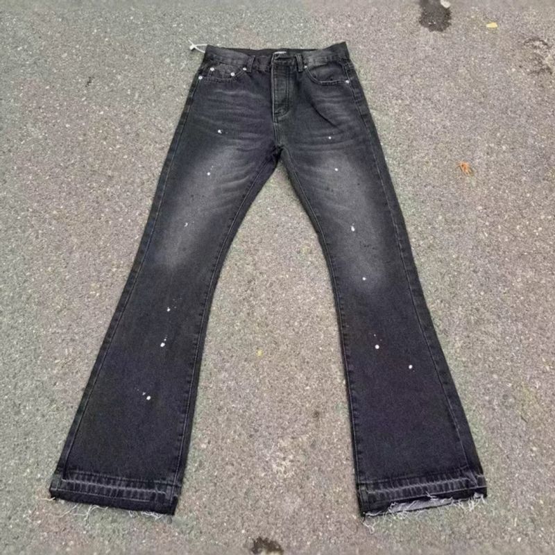 Men's Clothing Washed Ink Splash Tassel Destroyed Flared Jeans Men's Vibe Niche Three Dimensional Tailoring Trousers_voghion.com