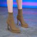 Women’s Shoes High heel short boots single boots French retro brown chunky heel platform fashion boots_voghion.com