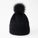 Berretto lavorato a maglia con pompon - Cappello invernale foderato in pile spesso, antivento e caldo, motivo a rombi a punto croce, berretto unisex morbido per il freddo_voghion.com