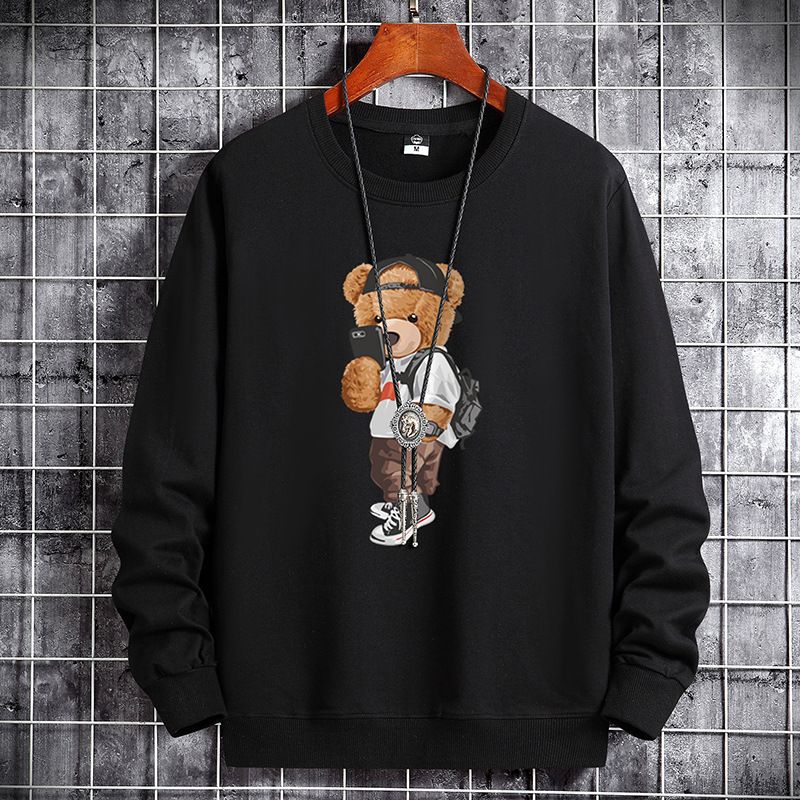 Herrenbekleidung Baumwollpullover lockerer Rundhalsausschnitt Langarm im Frühling und Herbst, um einen neuen Trendmantel zu bauen_voghion.com