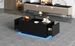 Table basse relevable avec LED, hauteur réglable et extensible, 95 x 48 x 40 cm, table de salon multifonctionnelle avec 2 tiroirs, noire_voghion.com