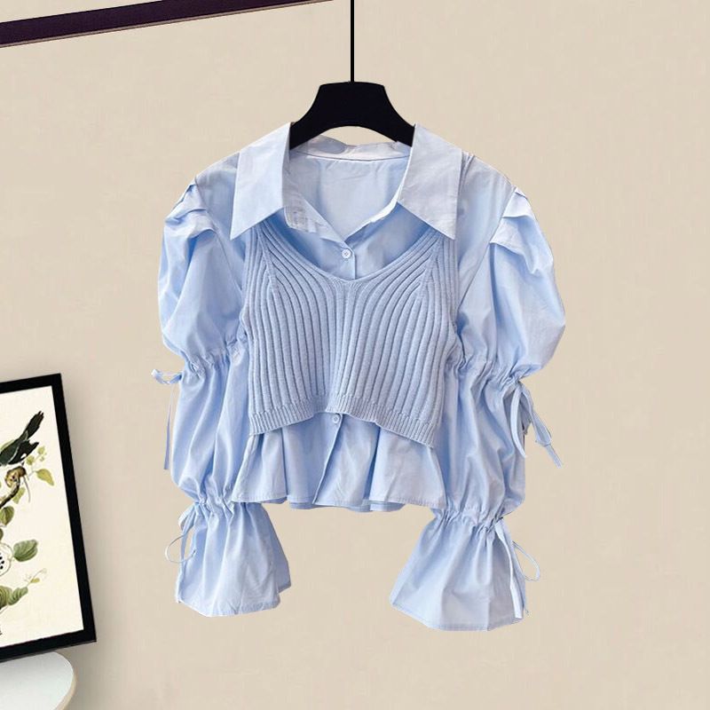 Women's Clothing Spring Suits Large Size Temperament Versatile Shirt Denim Skirt Suit_voghion.com