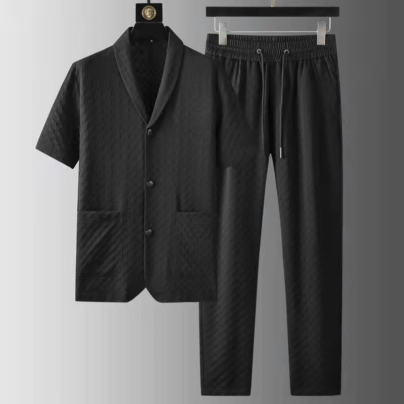 Men's Clothing Spring And Summer New Fashion Suits Men's Short Sleeved Casual Suits Trendy Slim And Handsome Two Generations_voghion.com
