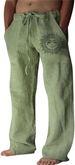 Pantaloni da jogging in lino da uomo Litthing, pantaloni estivi casual con tasche, vestibilità ampia, coulisse, comodi e leggeri_voghion.com