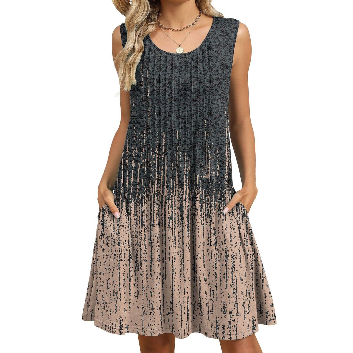 Regular Striped Floral Sleeveless Off Mini Midi Summer End High Button Zipper Printed Solid Wrinkle Resistant Synonyms_voghion.com