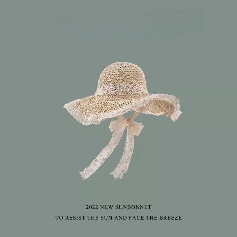 Zhao Lusi Same Style Straw Beach Foldable Sun Hat Summer UV Protection_voghion.com