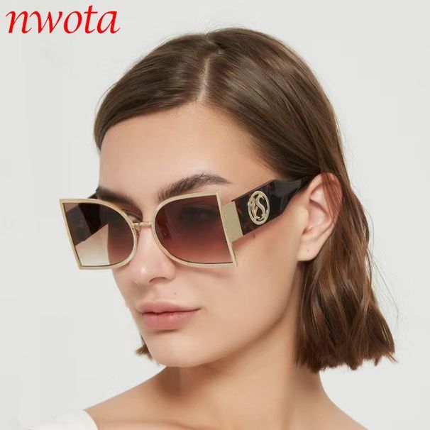 Csúcskategóriás, félkör alakú fémkeretes, divatos és sokoldalú, kis arcú, utcai lövészetre alkalmas napszemüveg T1301_voghion.com