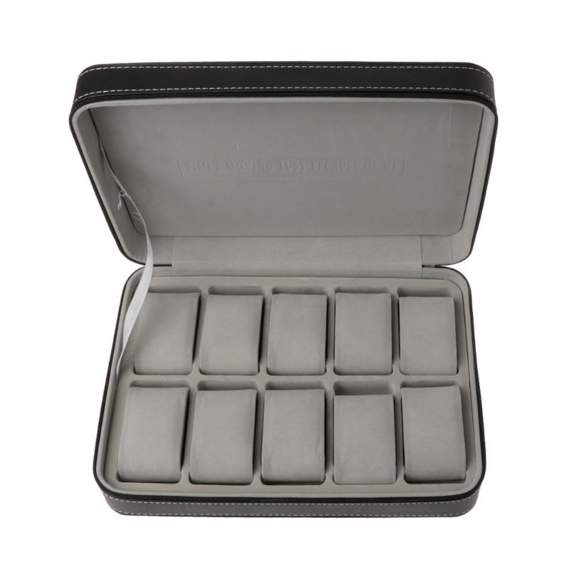 10 κουλοχέρηδες Ρολόι Zipper Travel Box Δερμάτινη θήκη Οργάνωση Κοσμήματα Δοχείο αποθήκευσης για γυναίκες Ανδρικά Οθόνη ρολογιού_voghion.com