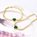 Modische weiße Zirkon-Herzkette, Titanstahlarmband, minimalistisches Schlüsselbeinkettenarmband mit grünen Diamanten für Mädchen, herzförmiges Set_voghion.com