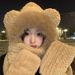 Winter New Women's Plush Hat Scarf Gloves Outdoor Thickened Cycling Warm Three-Piece Set_voghion.com