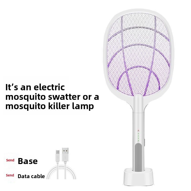 Lâmpada mata-mosquitos elétrica inteligente multifuncional 2 em 1 recarregável por USB com base para uso doméstico e silencioso_voghion.com