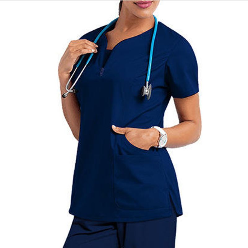 Vrouwen Mondtandarts Chirurgische Jurk Split Handwas Pak Elastisch Snel drogend Ziekenhuis Verpleegkundige Uniform Kliniek Werkkleding_voghion.com