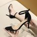 Sandali con un cinturino e strass trasparenti, stile fata, 2021, nuova versione estiva coreana, tacchi alti per ragazze, sottili_voghion.com