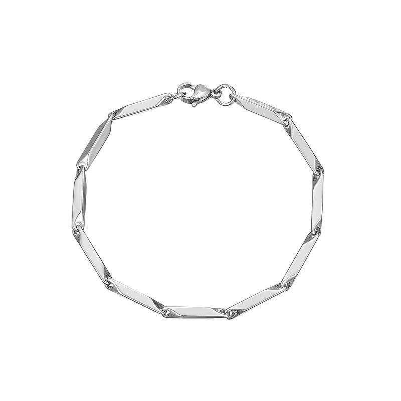 Erkekler İçin Titanyum Solmayan Bileklik Hip-Hop Elmas Şekilli Çubuk Basit Küba Zinciri Paslanmaz Çelik_voghion.com