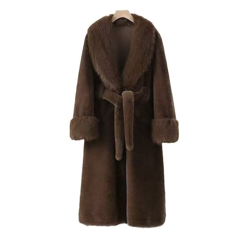 Cappotto in pelliccia sintetica di lusso con collo in volpe – Giacca invernale di media lunghezza per donna (M-XL)_voghion.com