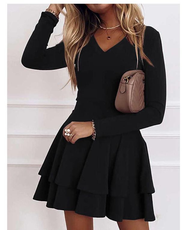 Abito elegante da pendolare a strati da donna casual, in saldo, autunno inverno 2022, nuova moda_voghion.com