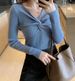 2024 autumn and winter clothing new twist design slim fit wool knitted women's V-neck top with underneath base sweater_voghion.com