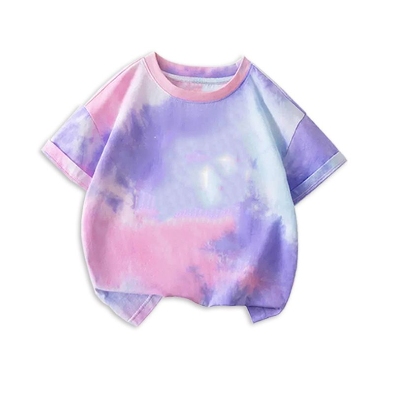 Summer Children's Short-sleeved New Children's Wear Short-sleeved T-shirt for small and medium-sized children's summer tie-dyed jacket for girls and b_voghion.com