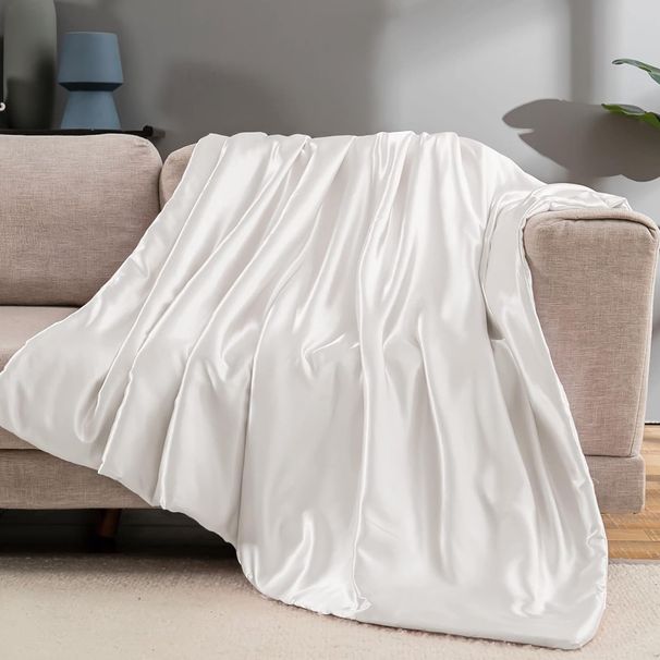 Couverture fine en satin de couleur unie pour le printemps et l'été, idéale pour la climatisation, idéale comme cadeau pour femme_voghion.com