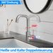 Glitzerlife Wasserhahn Bad Waschtischarmatur Waschbecken -Armatur Edelstahl Gebürstet Mischbatterie Warm Und Kaltwasserhahn Hochdruck Leise Für WC Spül Spülbecken_voghion.com