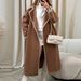 Elegant Embroidered Wool Blend Coat For Women - Loose Fit Long Sleeve Trench Coat With Lace Detailing, Autumn Winter Fashion Outerwear_voghion.com