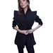 Blazer oversize da donna - Cappotto da lavoro e da weekend con scollo a V e maniche lunghe (nero/bianco, S-XL)_voghion.com