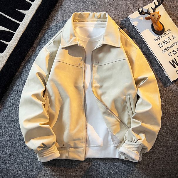 Vêtements pour hommes 2024 Veste de moto en cuir PU pour hommes Veste en cuir de marque tendance pour hommes Printemps et automne Style coréen Cuir décontracté_voghion.com