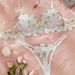 French Lace Fresh Floral Embroidery Push-up Bra Sexy Sheer Temptation Pure Desire Lingerie Set For Women_voghion.com