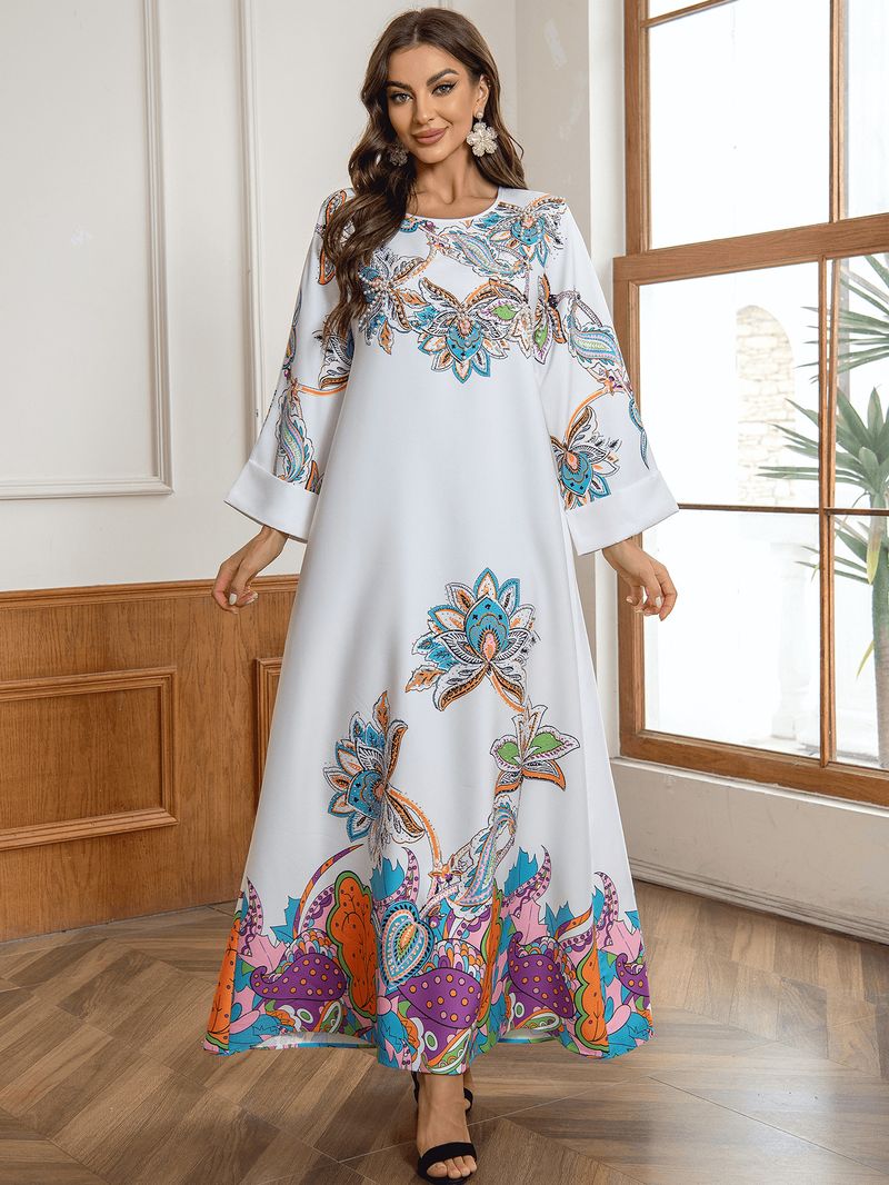Moslemi etnilises stiilis kleit kuum teemant, läikiv mood Jalabiya Abaya rüü_voghion.com